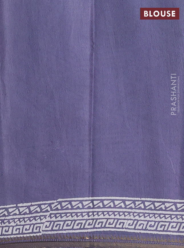 Semi bhagalpuri saree grey with allover prints and zari woven border