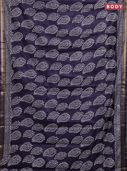 Semi bhagalpuri saree deep jamun with allover prints and zari woven border