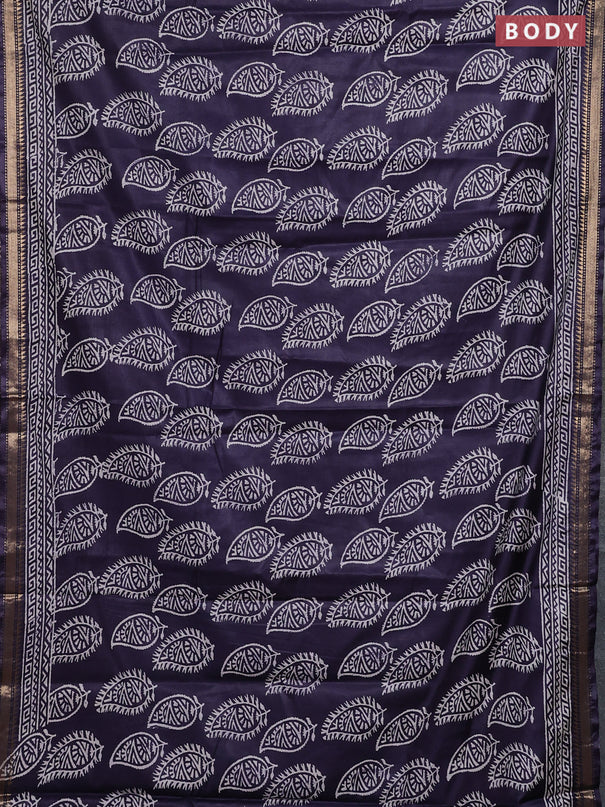 Semi bhagalpuri saree deep jamun with allover prints and zari woven border