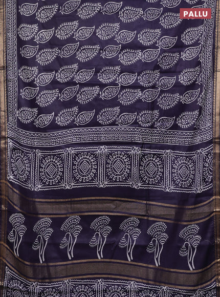 Semi bhagalpuri saree deep jamun with allover prints and zari woven border