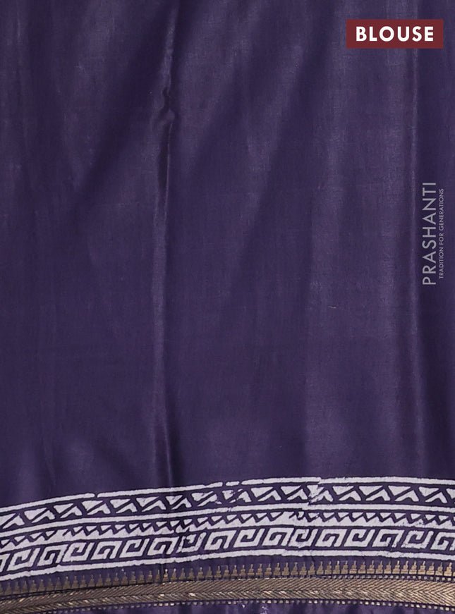 Semi bhagalpuri saree deep jamun with allover prints and zari woven border