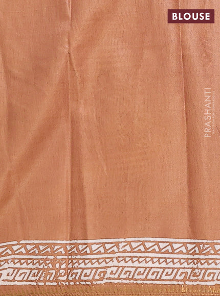 Semi bhagalpuri saree sandal with allover prints and zari woven border