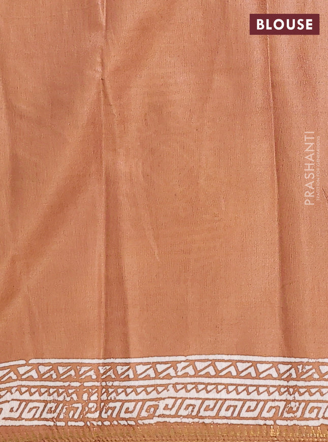 Semi bhagalpuri saree sandal with allover prints and zari woven border