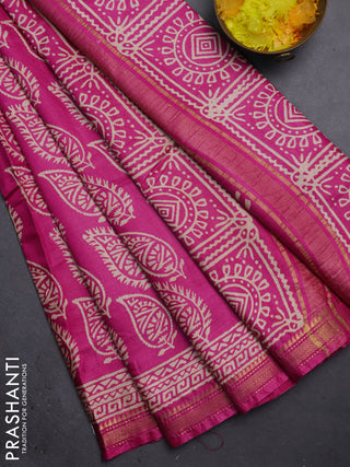 Semi bhagalpuri saree pink with allover prints and zari woven border