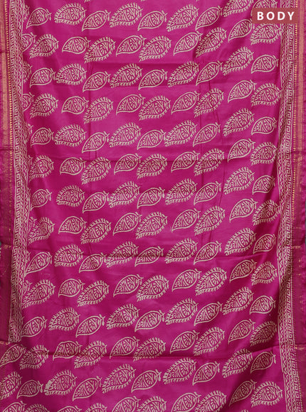 Semi bhagalpuri saree pink with allover prints and zari woven border