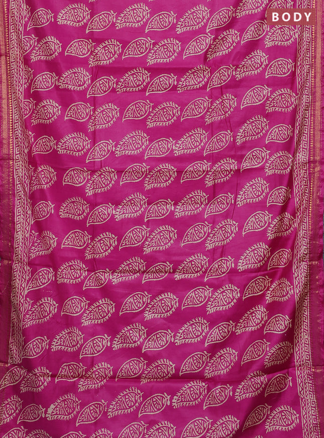 Semi bhagalpuri saree pink with allover prints and zari woven border
