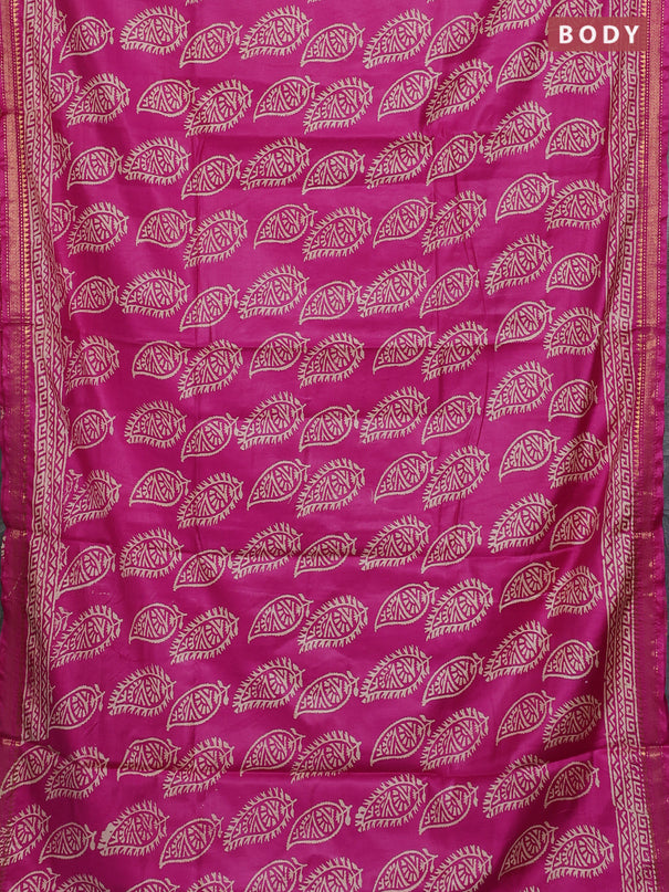 Semi bhagalpuri saree pink with allover prints and zari woven border