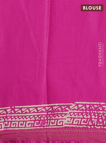 Semi bhagalpuri saree pink with allover prints and zari woven border