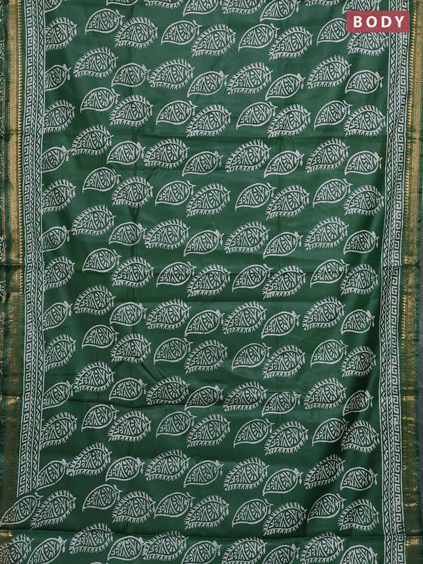 Semi bhagalpuri saree green with allover prints and zari woven border