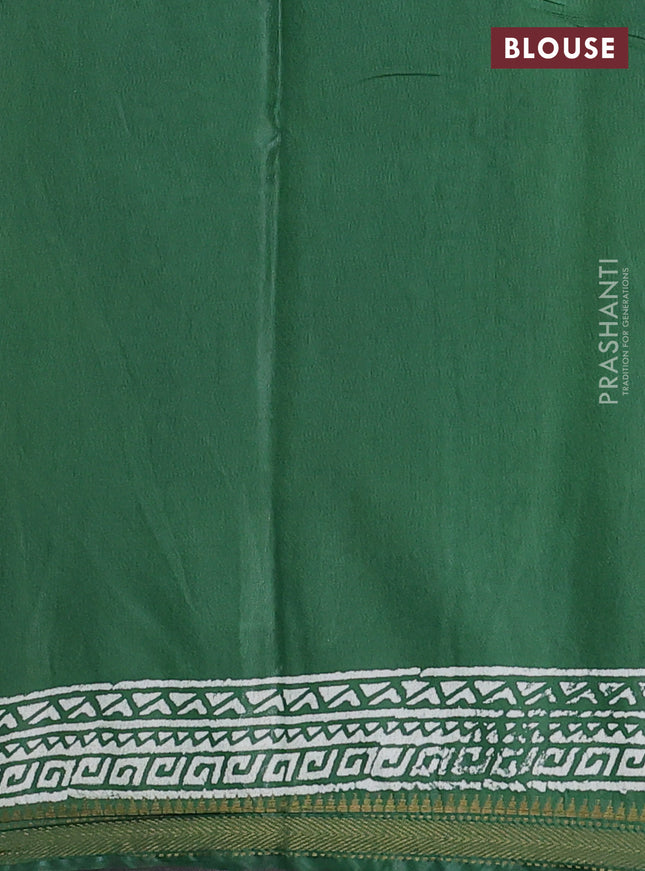 Semi bhagalpuri saree green with allover prints and zari woven border