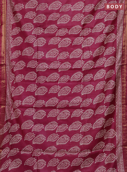 Semi bhagalpuri saree maroon with allover prints and zari woven border