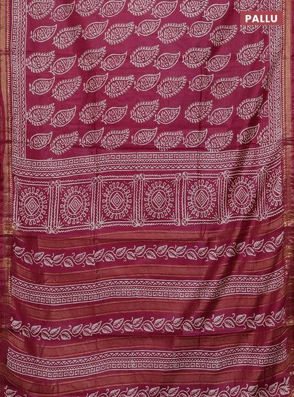 Semi bhagalpuri saree maroon with allover prints and zari woven border
