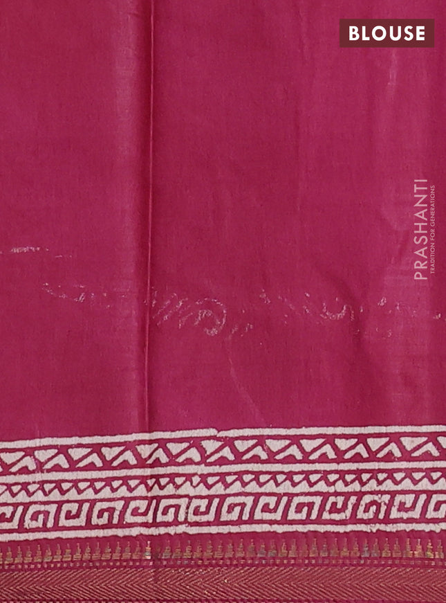 Semi bhagalpuri saree maroon with allover prints and zari woven border