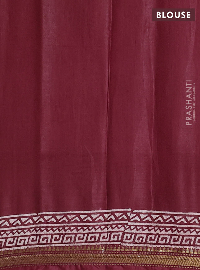 Semi bhagalpuri saree maroon with allover prints and zari woven border