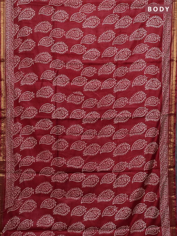 Semi bhagalpuri saree red with allover prints and zari woven border