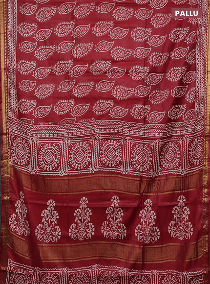 Semi bhagalpuri saree red with allover prints and zari woven border