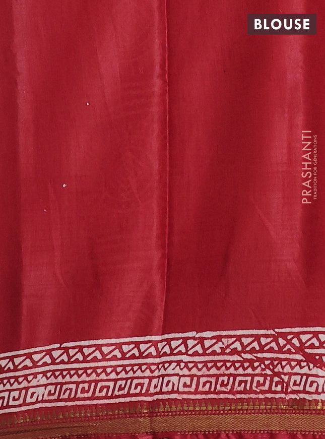 Semi bhagalpuri saree red with allover prints and zari woven border