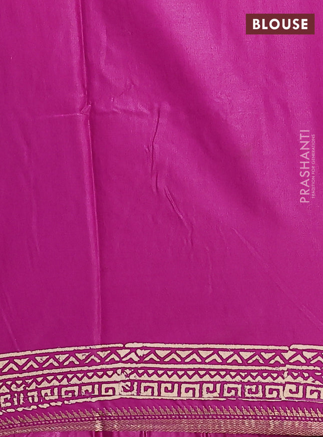 Semi bhagalpuri saree deep purple with allover prints and zari woven border