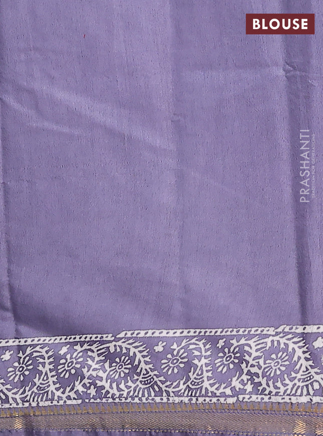 Semi bhagalpuri saree grey with allover prints and zari woven border