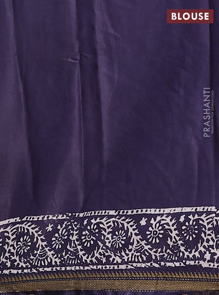 Semi bhagalpuri saree deep jamun with allover prints and zari woven border