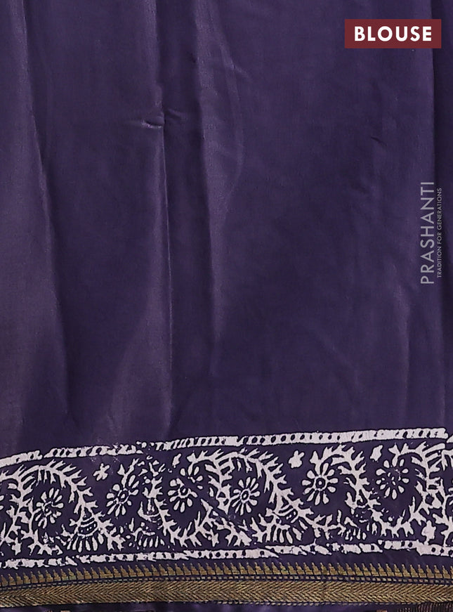Semi bhagalpuri saree deep jamun with allover prints and zari woven border