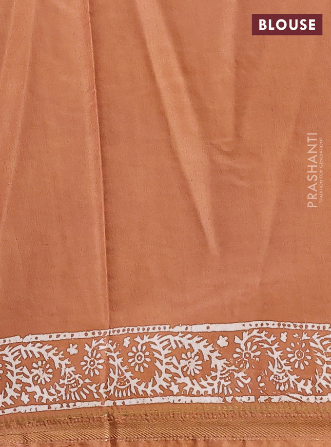 Semi bhagalpuri saree sandal with allover prints and zari woven border