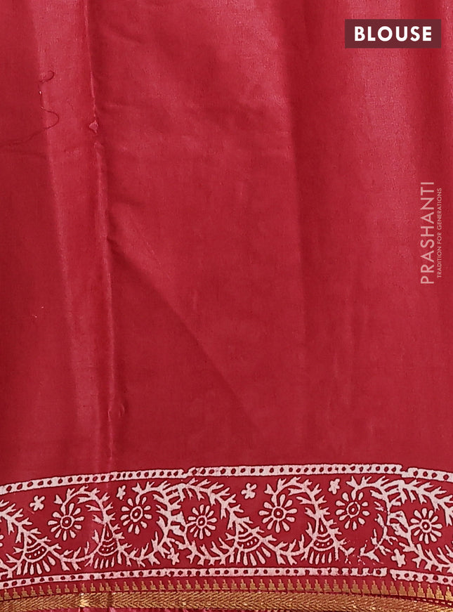Semi bhagalpuri saree maroon with allover prints and zari woven border