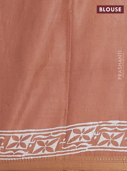 Semi bhagalpuri saree sandal with allover prints and zari woven border
