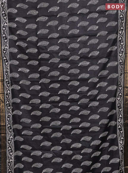 Semi bhagalpuri saree black with allover prints and zari woven border