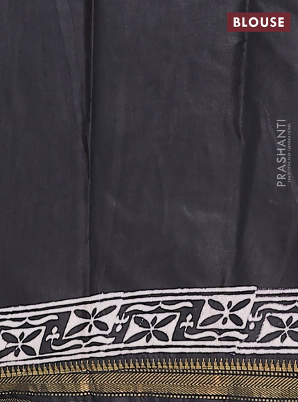 Semi bhagalpuri saree black with allover prints and zari woven border