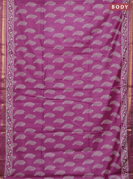Semi bhagalpuri saree purple with allover prints and zari woven border