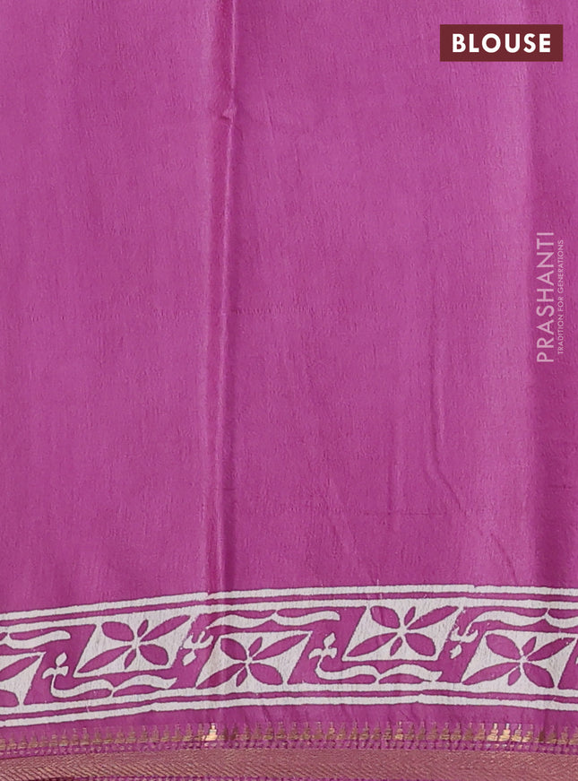 Semi bhagalpuri saree purple with allover prints and zari woven border