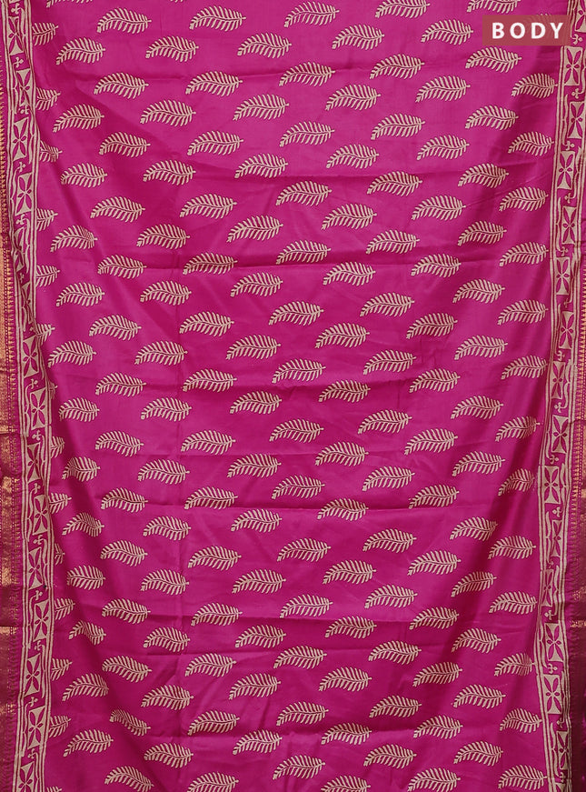 Semi bhagalpuri saree pink with allover prints and zari woven border