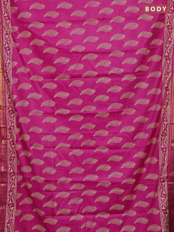 Semi bhagalpuri saree pink with allover prints and zari woven border