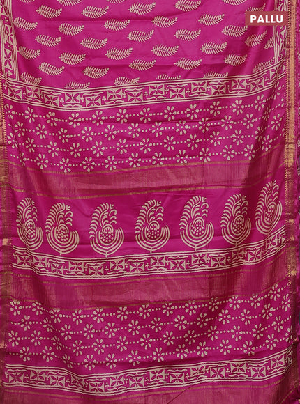 Semi bhagalpuri saree pink with allover prints and zari woven border