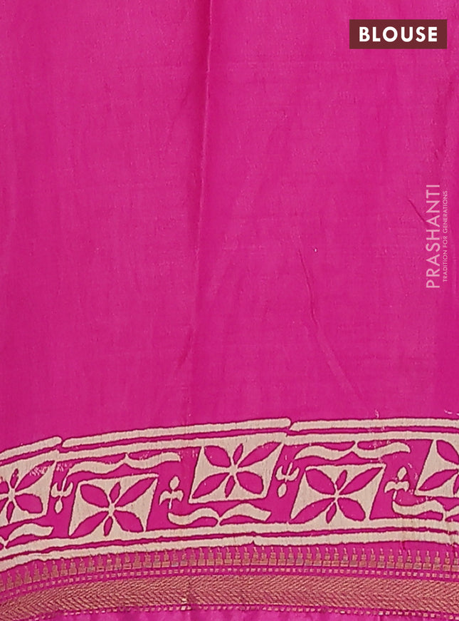 Semi bhagalpuri saree pink with allover prints and zari woven border
