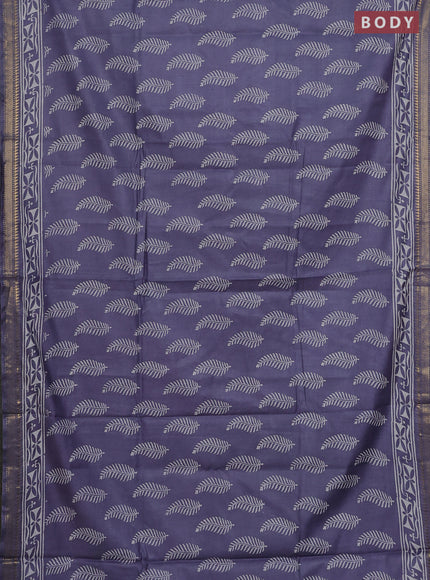 Semi bhagalpuri saree grey with allover prints and zari woven border
