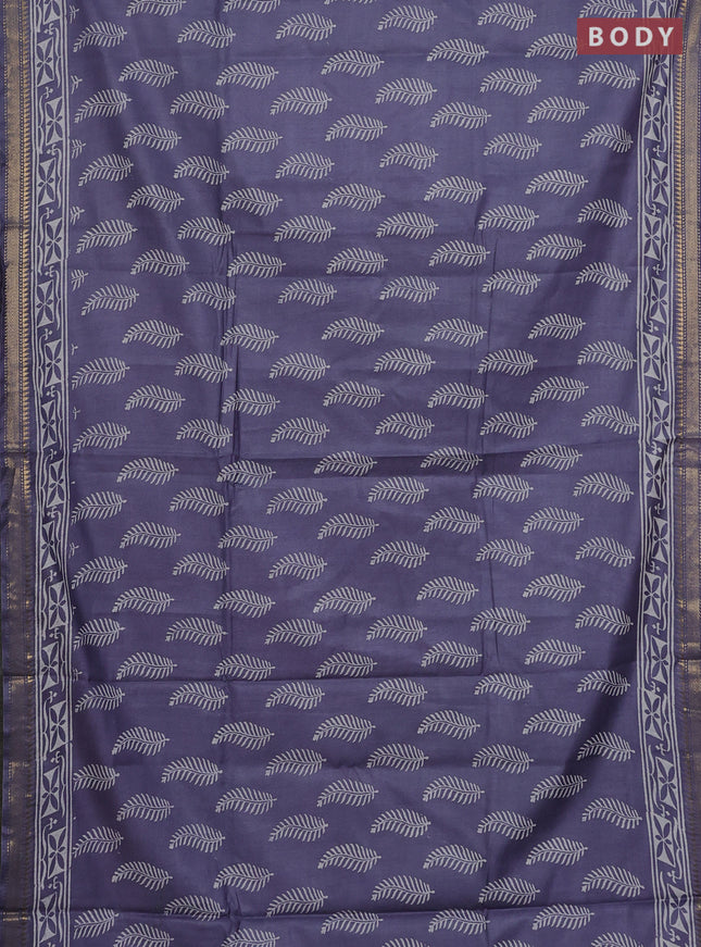 Semi bhagalpuri saree grey with allover prints and zari woven border