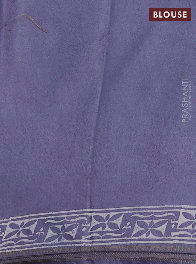 Semi bhagalpuri saree grey with allover prints and zari woven border