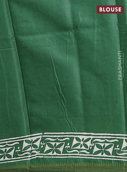 Semi bhagalpuri saree green with allover prints and zari woven border