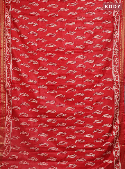 Semi bhagalpuri saree red with allover prints and zari woven border
