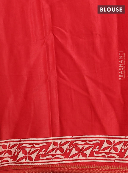 Semi bhagalpuri saree red with allover prints and zari woven border