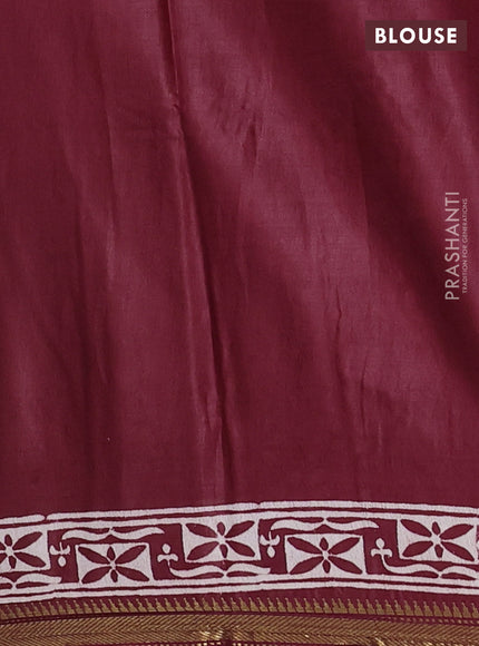 Semi bhagalpuri saree maroon with allover prints and zari woven border