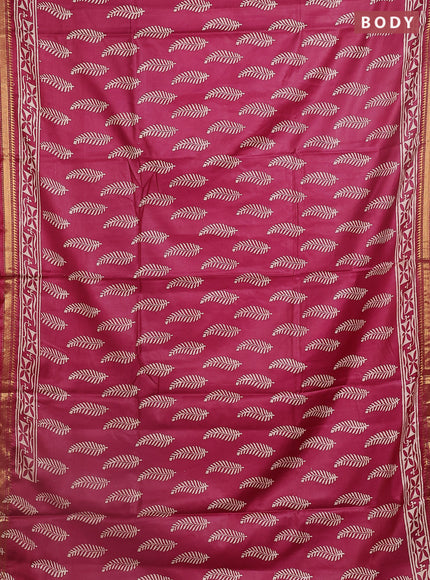 Semi bhagalpuri saree maroon shade with allover prints and zari woven border