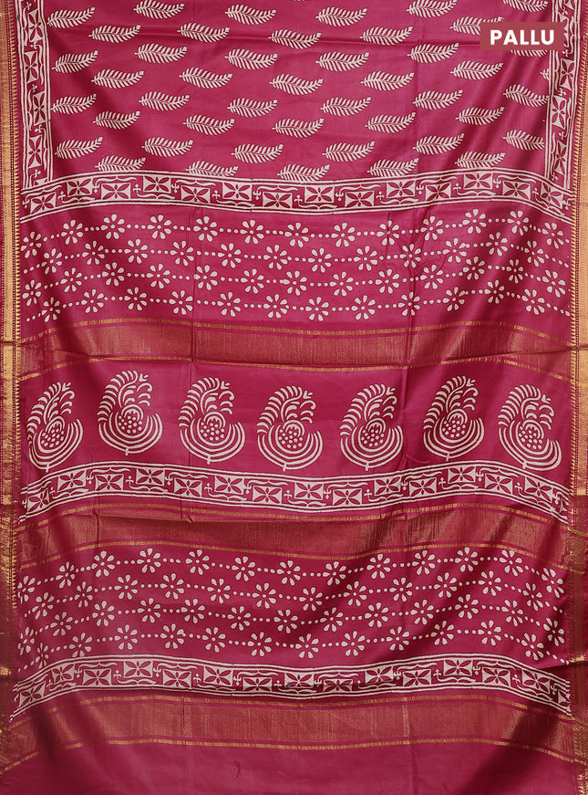 Semi bhagalpuri saree maroon shade with allover prints and zari woven border