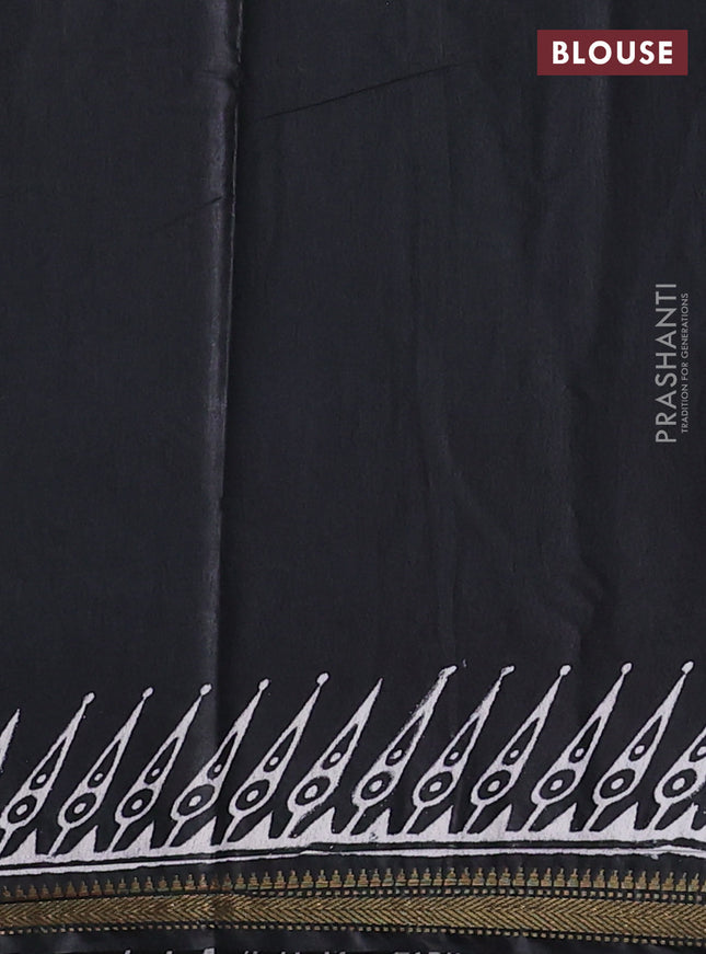 Semi bhagalpuri saree black with allover prints and zari woven border