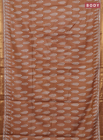 Semi bhagalpuri saree sandal with allover prints and zari woven border