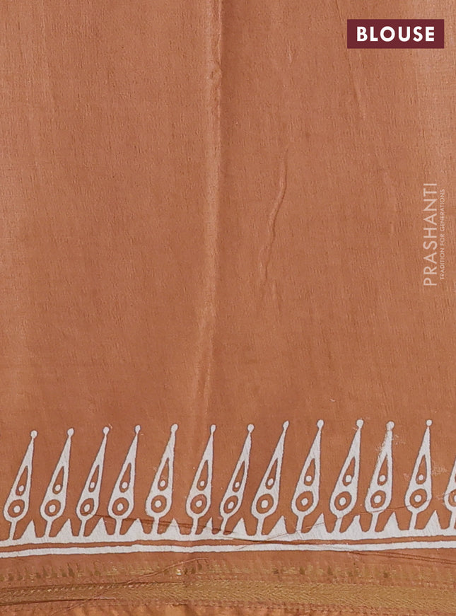 Semi bhagalpuri saree sandal with allover prints and zari woven border