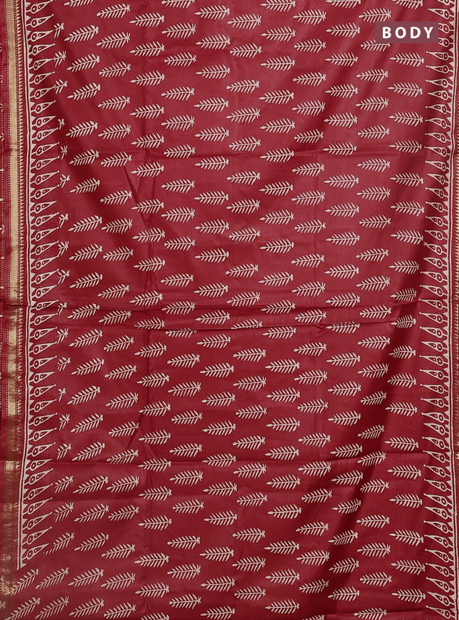Semi bhagalpuri saree red with allover prints and zari woven border
