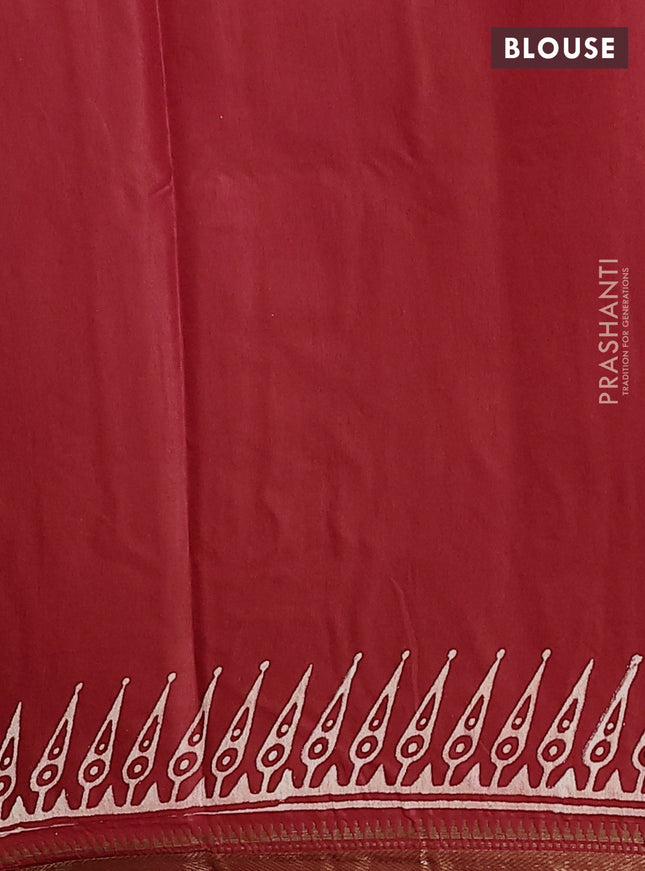 Semi bhagalpuri saree red with allover prints and zari woven border